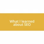 What I learned about SEO